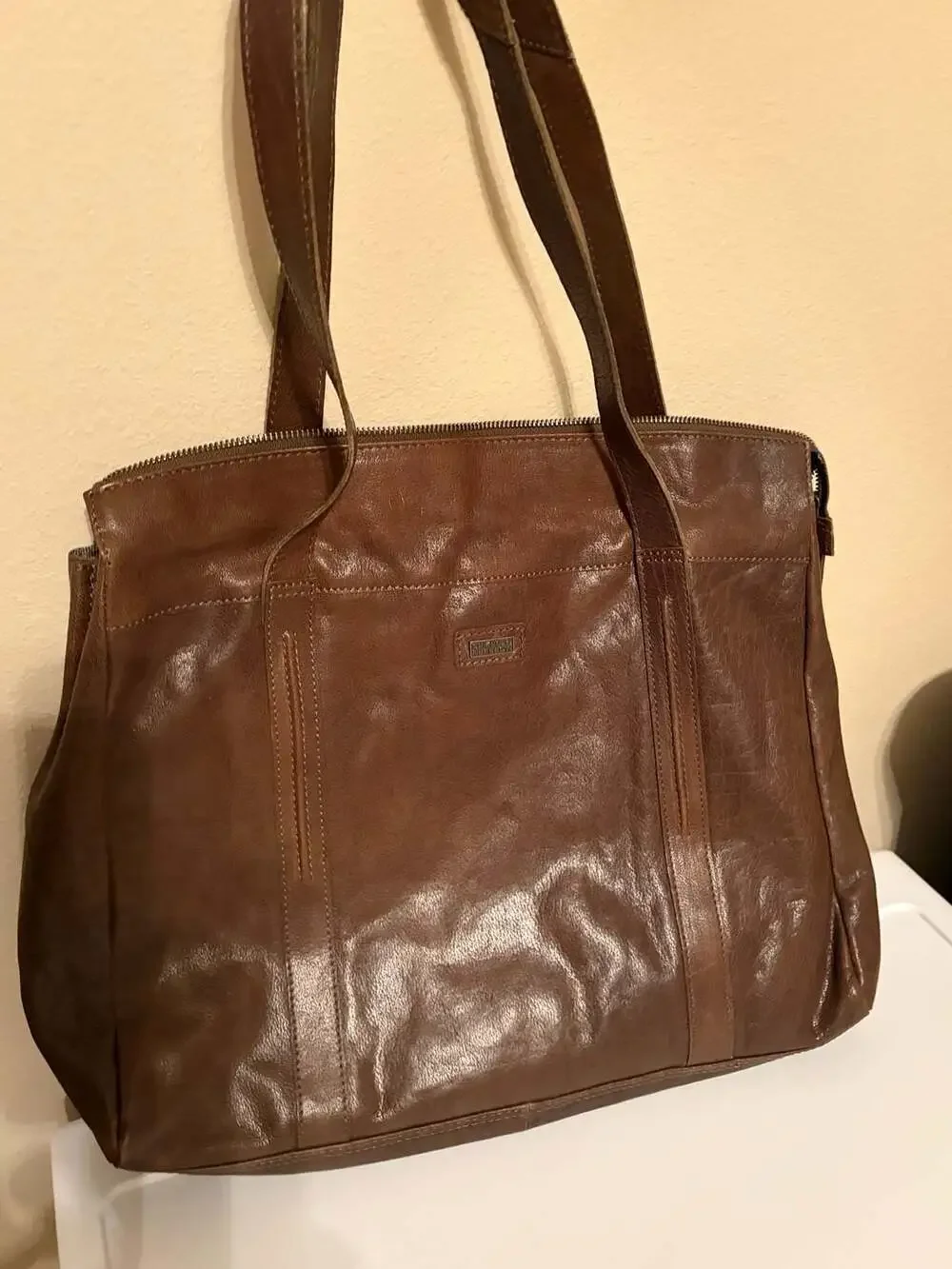 Spikes & Sparrow Brown Genuine Leather Laptop Tote Bag